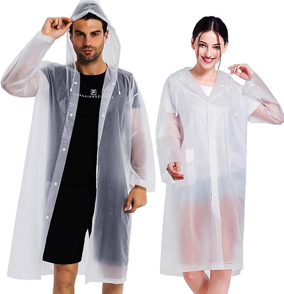 Abrigos de lluvia (2 paquetes) - Ponchos de lluvia reutilizables de EVA para adultos Chaquetas de lluvia Abrigos de lluvia para hombres mujeres