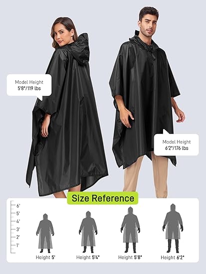 SaphiRose con capucha lluvia poncho impermeable impermeable chaqueta para hombres mujeres adultos