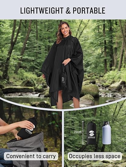 SaphiRose con capucha lluvia poncho impermeable impermeable chaqueta para hombres mujeres adultos